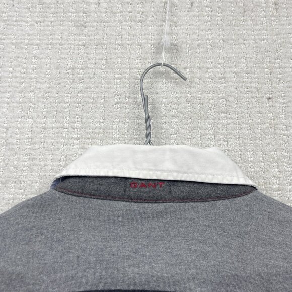 Gant Rugby Polo Long sleeve Shirt Mens XL Grey Striped Preppy 90s Dark Academia - Picture 10 of 14